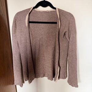 Hand knit cardigan brown and cream size XS